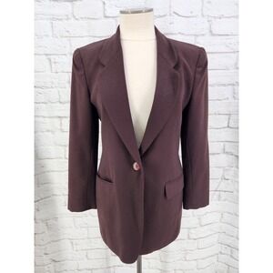 Vintage Jones NY Longline Blazer Size 6 Chocolate Brown Office Professional Chic